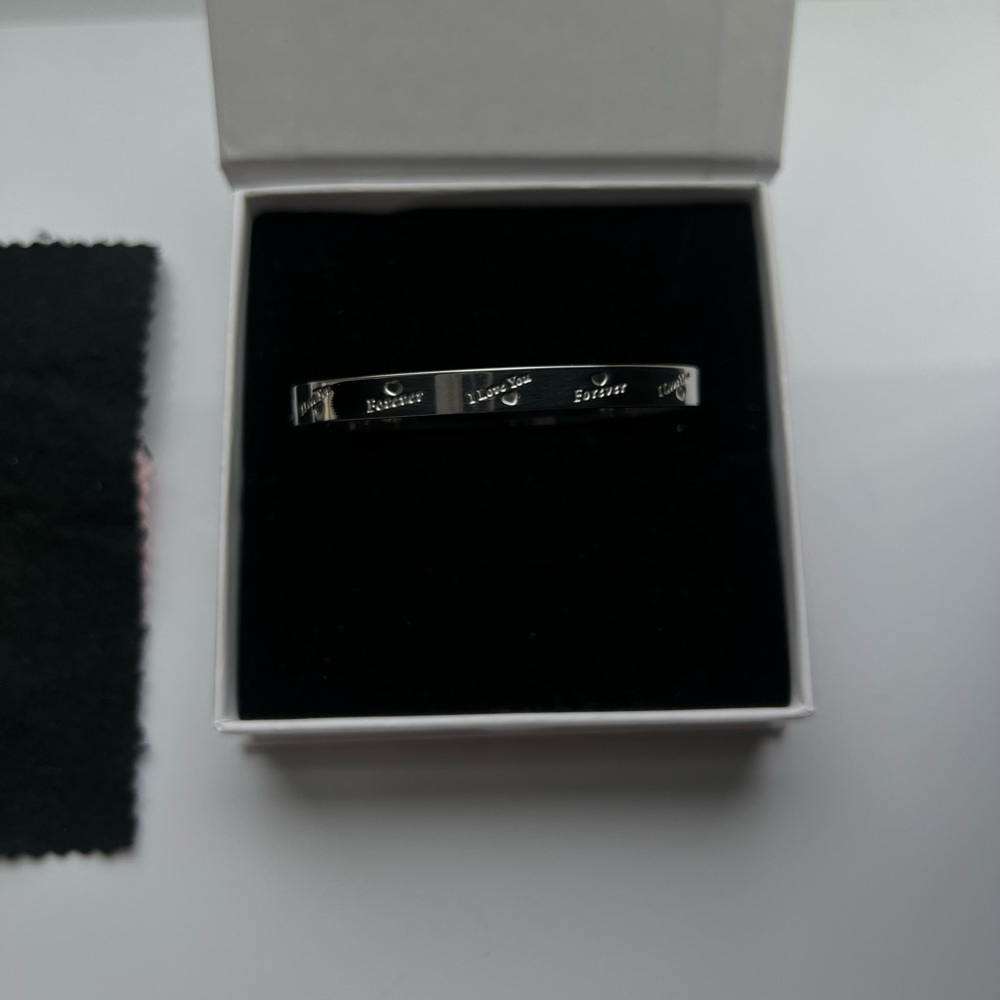 Silver I love you forever heart stainless steel waterproof Bangle Bracelet